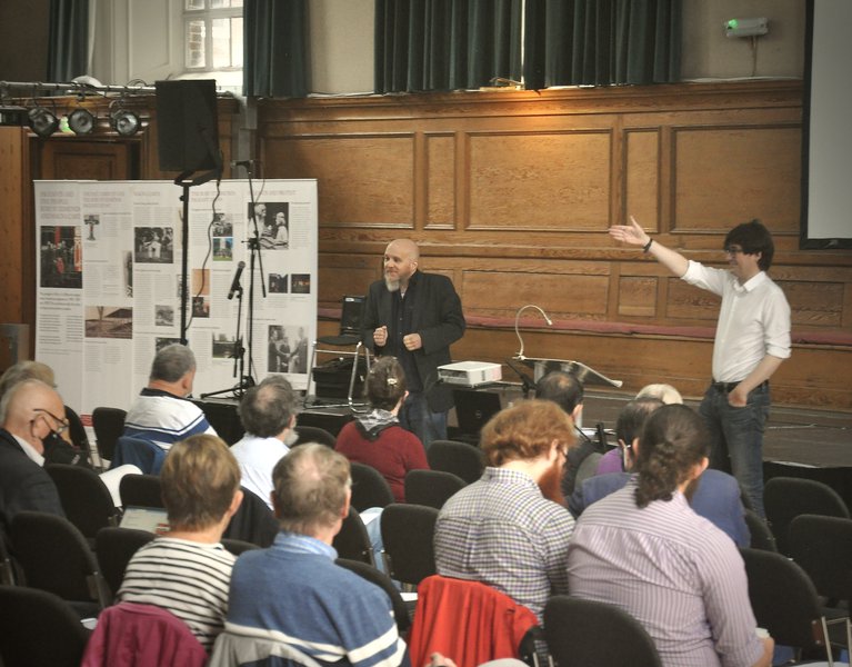 Professors Mark Freeman and Paul Readman at the Pageants Day, Cecil Sharp House, August 2021
