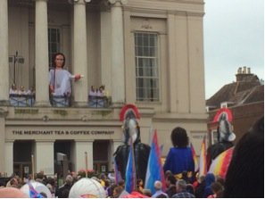 Photo of puppets outside St Albans town hall